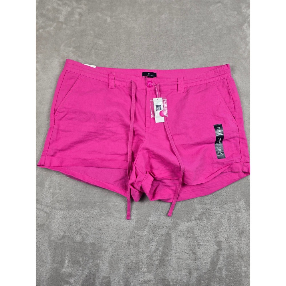 Gap Linen Blend Shorts Womens 18 Pink Drawstring Casual Summer Beach New